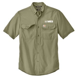 Carhartt Force Sun Defender Chambray shirt in Burnt Olive with the MES logo in white