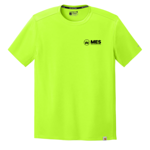 Brite Lime Carhartt Force Sun Defender short sleeve tee with the MES logo on the left chest