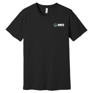 Black Comfort Tee Back Front with the MES logo on the left chest