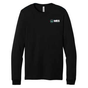 Black Comfort Long Sleeve Tee with the MES logo on the left chest