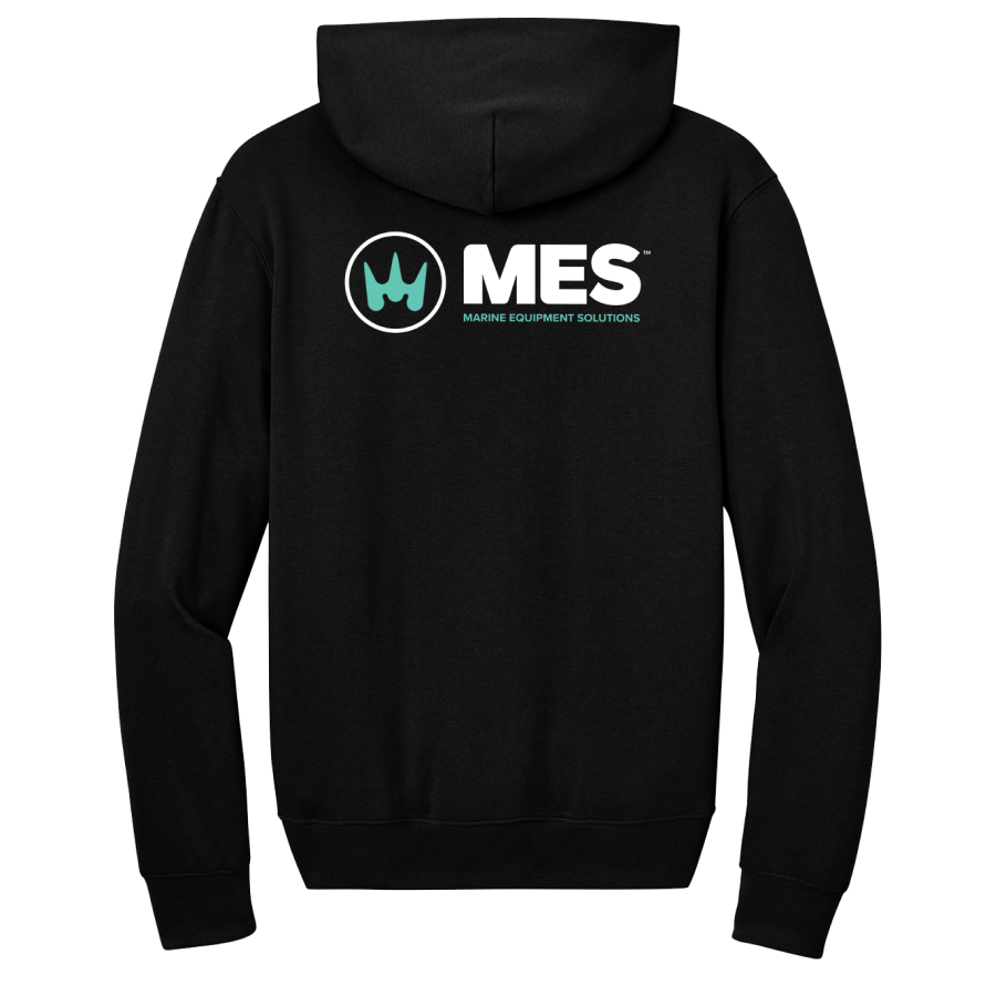 Black Comfort Hoodie Tee with the MES logo on the back