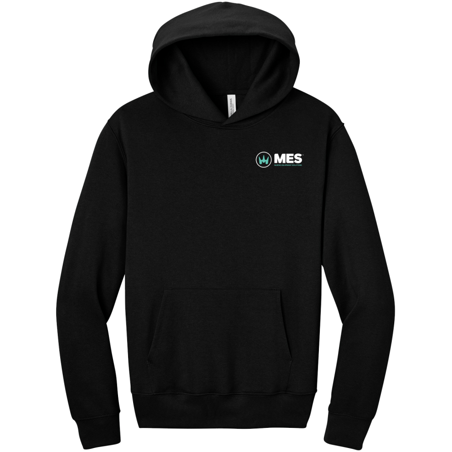 Black Comfort Hoodie Tee with the MES logo on the left chest