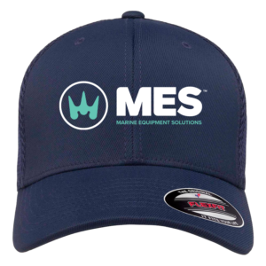 Navy Flex Fit hat with the MES logo embroidered on the front and no logo on the side