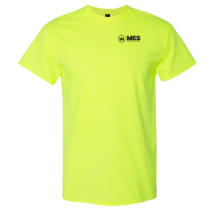 Safety Green Everyday short sleeve tee with the MES logo on the left chest
