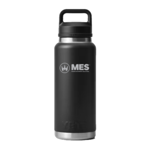 Black Yeti Rambler Bottle with Chug Lid 36oz with the MES logo laser etched in