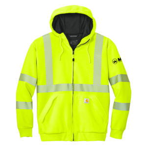 Brite Lime ANSO 107 Class 3 Full Zip Hoodie with the MES logo on the left sleeve